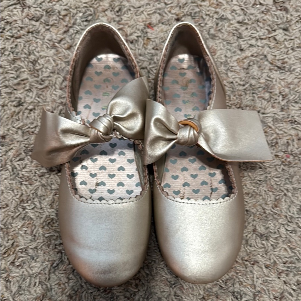 Gold Bow Kids Shoes